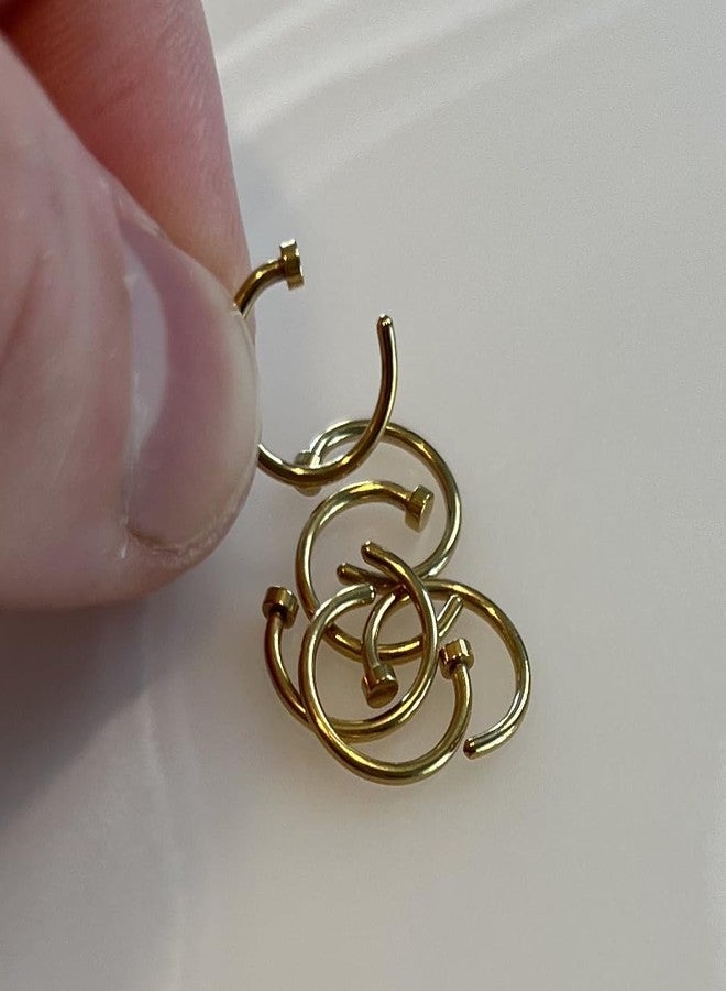FIFTH CUE 18G Gold Flat Disc Nose Hoop 316L Surgical Steel Ring - Image 2
